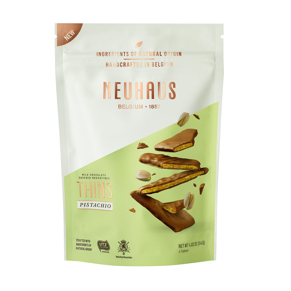 Neuhaus - Milk Choc covered Pistachio Nougatines THINS 114G