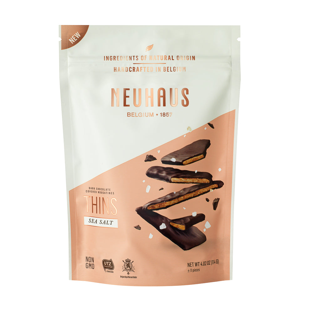 Neuhaus - Dark Choc sea salt covered Nougatines THINS 114G